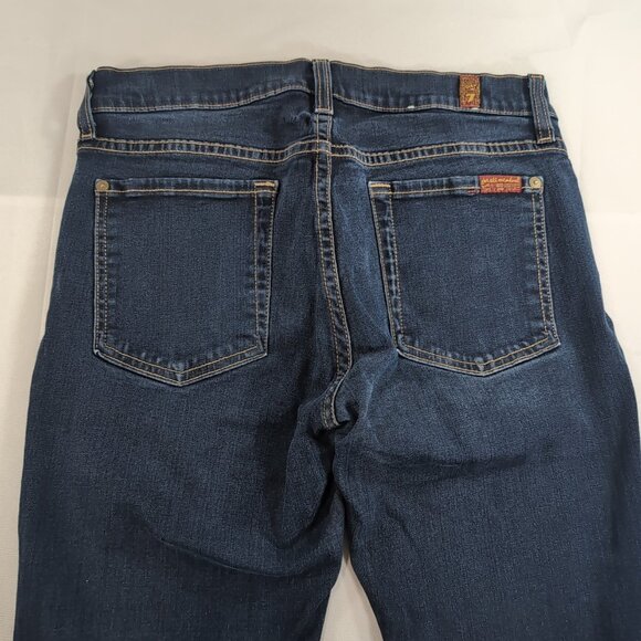 7 For All Mankind Jeans 27 The Skinny Blue Dark Wash Denim Pants Midrise - Picture 9 of 13
